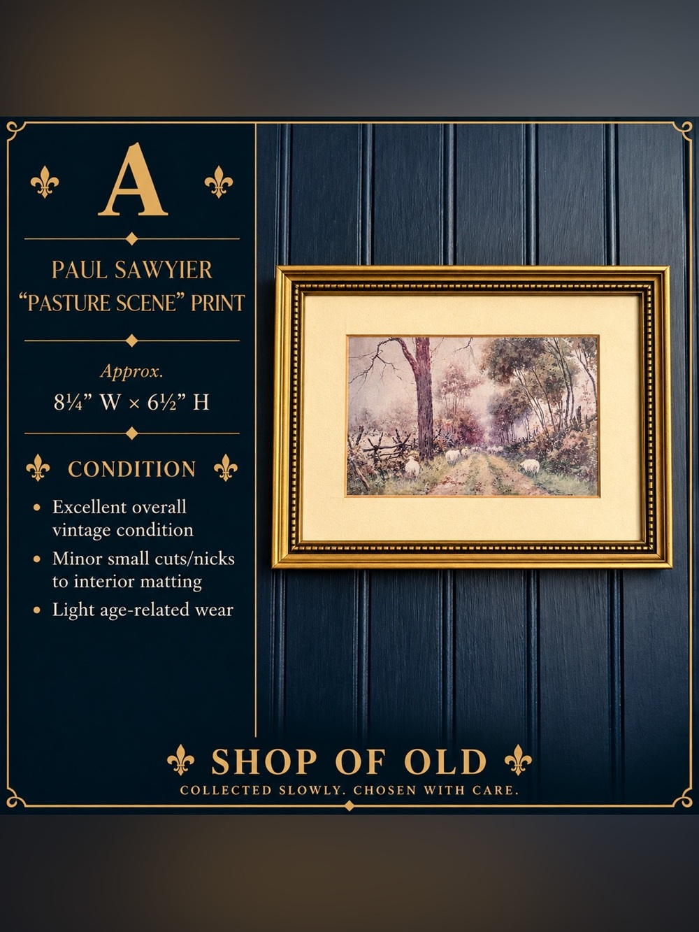 Paul Sawyier “Pasture Scene” Vintage Framed Print